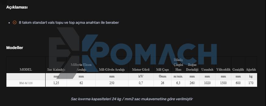 BM-M 125 Redüktörlü Kordon Makinesi