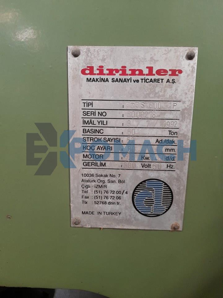 60 Ton Eccentric Press 1992 Model (Dirinler)