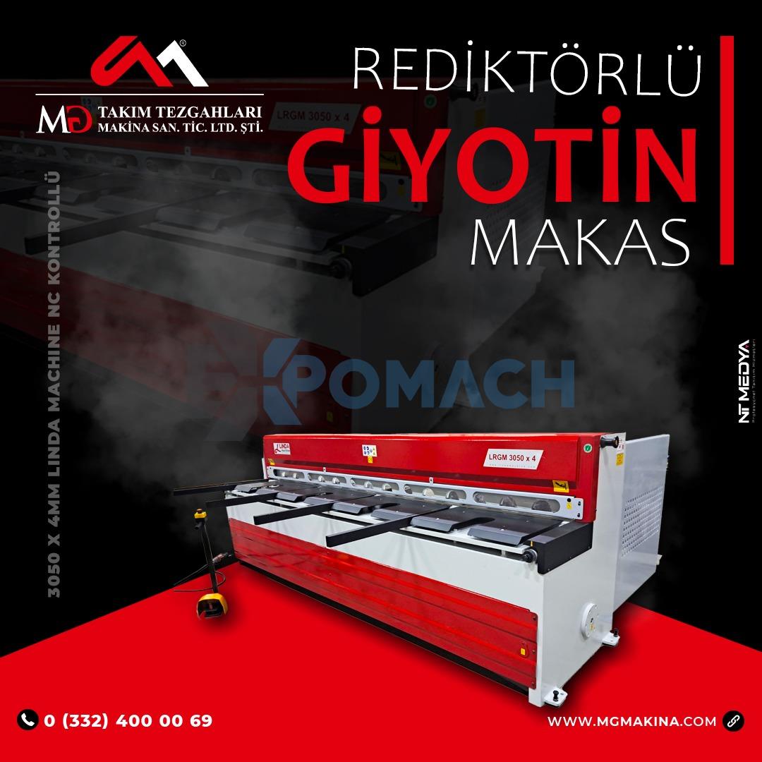 LRGM 3050 x 4mm  NC Kontrollü Rediktörlü Giyotin Makas LİNDA MACHİNE - Guillotine Machines