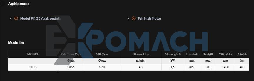 PK-35 3 Toplu Motorlu Profil & Boru Bükme Makinesi