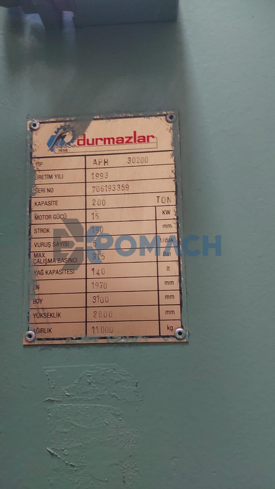 APH 30200 3000 x 10mm 1993 Model Durmazlar Press Brake