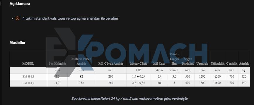 BM-H 4,0  BM-H 2,5 Hidrolik Kordon Makinesi